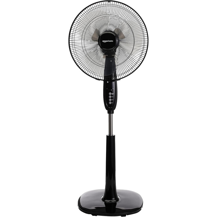 Коливальний подвійний 3-лопатевий вентилятор на п'єдесталі, цифровий, з пультом дистанційного керування, чорний 3-швидкісний чорни