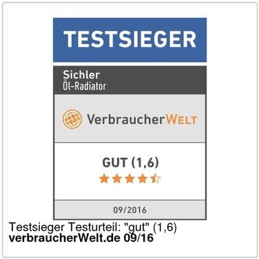 Масляний радіатор для побутової техніки Sichler Масляний радіатор із 7 ребрами та термостатом, 800 Вт (невеликий масляний радіатор з термостатом, обігрів без електрики)