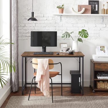 Стіл VASAGLE, комп&39ютерний стіл, офісний стіл, 120 x 60 x 76 см, для кабінету, спальні, вітальні, вінтажний коричневий-чорний LWD039B01V1 120 x 60 см Вінтажний коричневий чорний