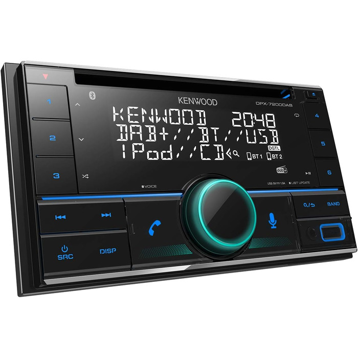 Автомобільна магнітола Kenwood DPX-5200BT 2-DIN CD з Bluetooth системою гучного зв'язку (вбудований Alexa, USB, AUX-вхід, високопродуктивний тюнер, Spotify Control, звуковий процесор, 4х50 Вт, змінне підсвічування клавіш) CD/BT/USB Single