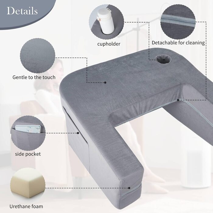 Стабільна ігрова подушка для колін, гра сидячи в ліжку, м&39яка подушка для колін для дорослих, зручна подушка для відпочинку, подушка для читання, сірий колір