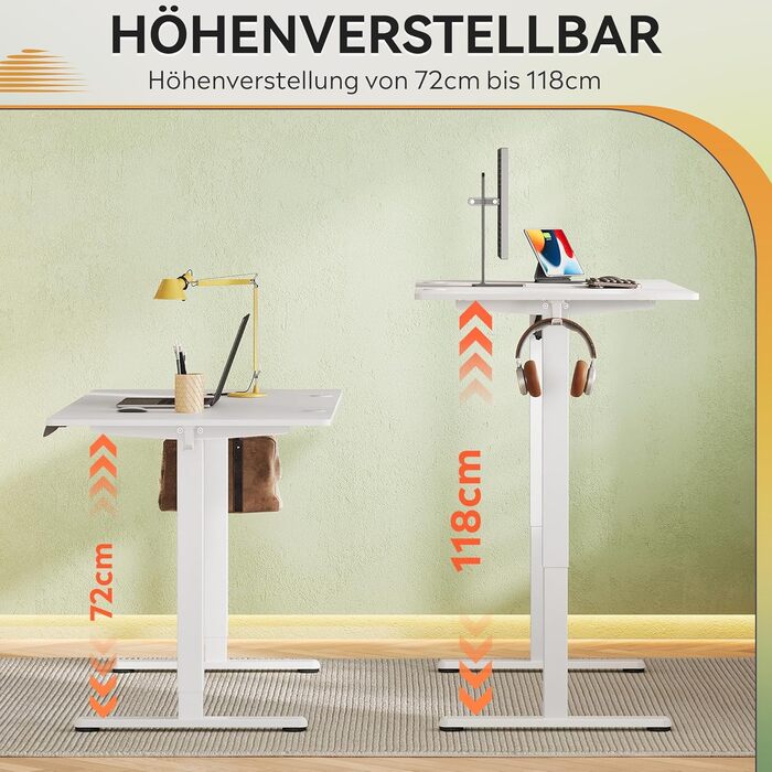 Стіл з регульованою висотою 140 x 70 см з цільною стільницею та тихим двигуном, стіл для роботи сидячи та стоячи з функцією пам&39яті для 3 положень висоти, ергономічний комп&39ютерний стіл для офісу, білий 140x70 см
