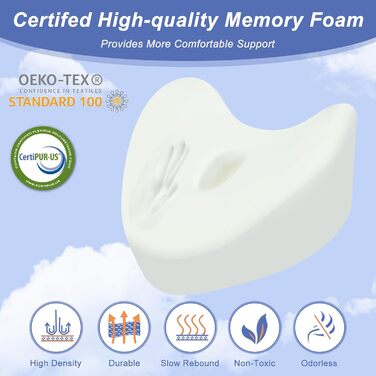 Подушка для колін, ергономічна подушка для сну на боці, подушка для колін з піни з ефектом пам&39яті, ортопедична подушка для колін для підтримки ніг, колін, стегон, спини та вагітності, знімна та пральна, біла з ремінцем