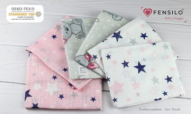 Муслінові серветки - муслінові пелюшки - упаковка 6 70x80 см - тканинні пелюшки, ЗРОБЛЕНІ В ЄС, перевірені на вміст шкідливих речо