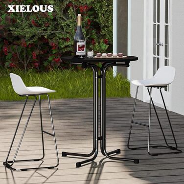 Складаний бістро-стіл, круглий складаний барний стіл з кришкою, водонепроникний для садів, бістро, весіль та заходів на свіжому повітрі, чорний