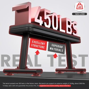 Силова лава, плоска лава, екстремальна вантажопідйомність 660 кг, тренувальна лава, фітнес-лава для домашнього використання для тренувань усього тіла, 100
