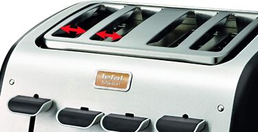 Домашній тостер Tefal MAISON INOX 4 FENTES, 4 слоти, 2 незалежні варильні камери, 1700 Вт, нержавіюча сталь і чорний TT770811, пластик