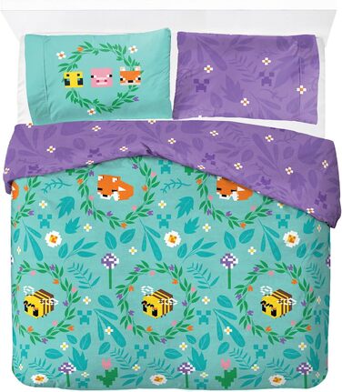 Постільна білизна Jay Franco Minecraft з квітковим візерунком - комплект постільної білизни для двох, включаючи наволочку 50 x 70