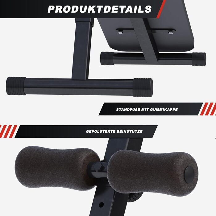 Лава для сидіння GORILLA SPORTS - Складана, регульований кут нахилу в 3 напрямках та фіксація ніг в 4 напрямках, вантажопідйомність до 120 кг, виготовлена зі сталі - Тренажер для пресу, лава для тренувань, тренажер для спини, фітнес-лава