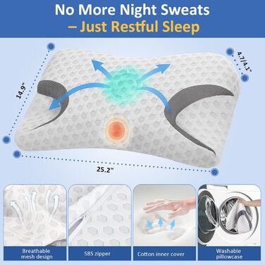 Подушка з піни з ефектом пам&39яті CPAP для сну на боці, подушка для сну з апное, ортопедична подушка для підтримки шиї, полегшує біль у шиї для сну на боці, білий 01-стандарт (22,83&39*14,96&39*3,74&39)