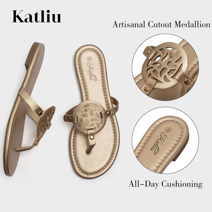 Жіночі літні шльопанці katliu, елегантні сандалі-стрінги для пляжу та міста, легкі, зручні, модні сандалі, розміри 36-42 (EU 42), золоті