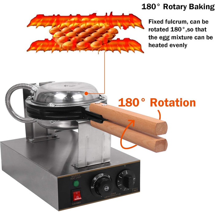 Вафельниця для яєць Fayelong Яєчні вафлі в гонконгському стилі Комерційні електричні обертові антипригарні професійні 1400 Вт 220 В
