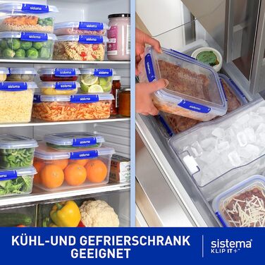 Набір контейнерів для зберігання продуктів KLIP IT PLUS, 3,35 л герметичні, штабельовані та щільні банки з кришками підходять для холодильника/морозильної камери ланчбокс для школи 3 шт. по 3,35 л