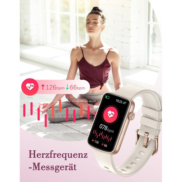 Жіночий смарт-годинник для фітнесу, тонкий фітнес-трекер, крокомір, з монітором серцевого ритму, вимірюванням SpO2, моніторингом сну, маленьким водонепроникним IP68 смарт-годинником, спортивним годинником для Android iOS, телефону Polarsterngold