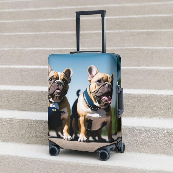 Чохол для валізи Французький бульдог, міцний захист для багажу, підходить для валіз розміром 45,7 - 81,3 см, розмір XL, Чорний, X-Large