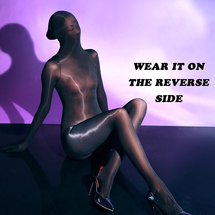 Боді-комбінезон RUIBAVYA, з капюшоном, блискучий, з рукавицями, чорний