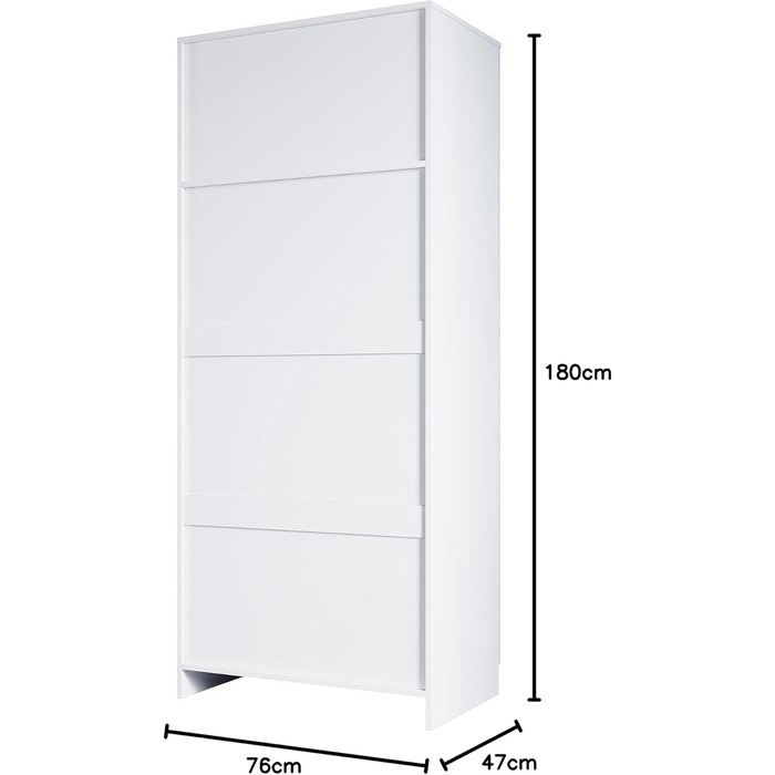 Шафа SONNI з дзеркальними дверима білого кольору, універсальна 2-дверна шафа для вашої спальні, 76 см (Ш) x 47 см (Г) x 180 см (В).