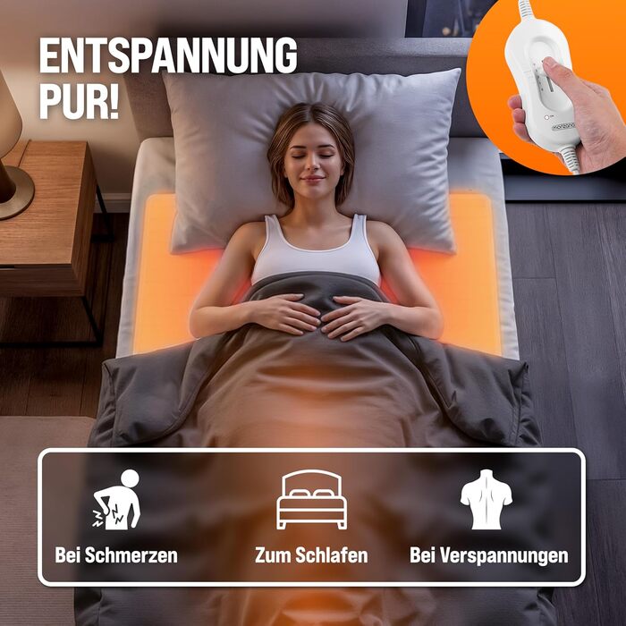 Підковдра Monzana з підігрівом 150x80 см, 3 режими нагріву, 60 Вт, біла, із захистом від перегріву, ковдра, яку можна прати в пральній машині