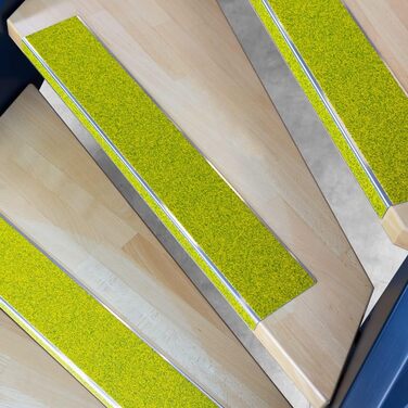 Профіль для сходів Тонка лінія 100 мм, Захист країв профілю з протиковзким покриттям R13 для сходів та сходинок (10 x 60 см, жовтий Обережно, сходинка) 10 см x 60 см Жовтий Обережно, сходинка