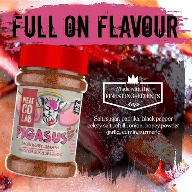 Ангус і хрю, пігас, бекон, мед, халапеньо, барбекю та приправи Ідеально підходить для свинини, курки, відбивних і картоплі фрі Ідеально підходить для гриля, копчення та для духовки 200 г