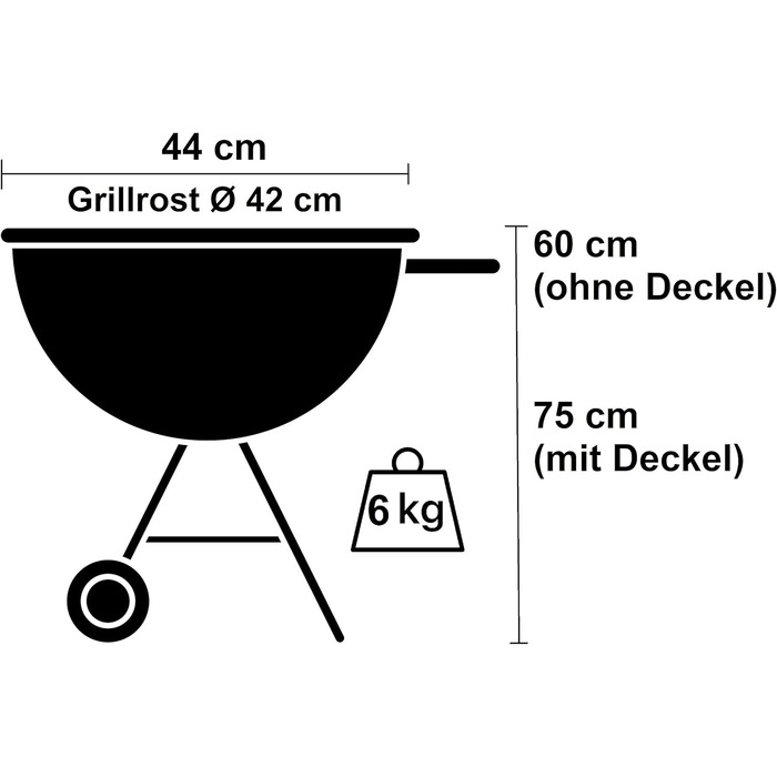 Мангал для вугілля Ø 44 см, мангал на 4 особи, мобільний чайник-мангал з кришкою для подорожей/саду/балкону Чорний