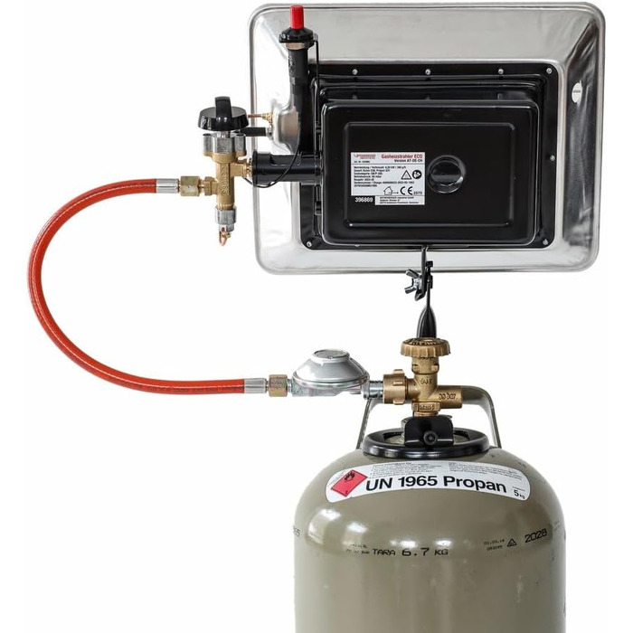 Промисловий інфрачервоний обігрівач ROTHENBERGER з п&39єзозапальником, пропановим шлангом 0,5 м та регулятором тиску 37 мбар Газовий інфрачервоний обігрівач Насадний обігрівач **Підходить лише для французьких газових балонів**