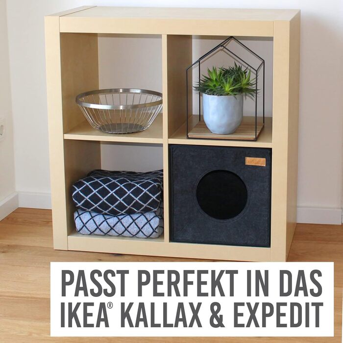 Печерка для котів від KaraLuna для полиці, наприклад. IKEA Kallax або Expedit Мила печерна полиця Котяча печера для 2 котів або великих котів Спальне місце для кота, кошик для кота, фетр (темно-сірий)