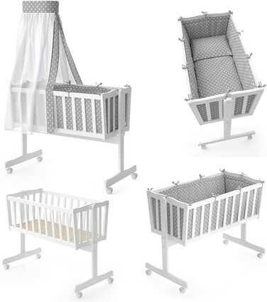 Дитяча колиска Noah, біла, 40x90 з колесами