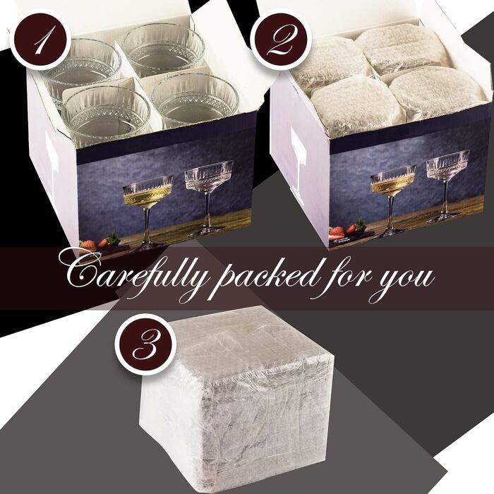 Вінтажні келихи купе Набір з 4 (8,8 унцій/260 мл), шампанське, вино, мартіні, коктейльні келихи, келихи для довгих напоїв, криштал