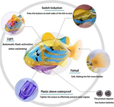 И Плаваюча рибка іграшка,Багаторазова рибка-робот для дітей,Рибка плаваюча,Плаває в декількох напрямках,Працює від батареї,Зроблена з пластику для басейну,Подарунок для дітей, 2 шт.