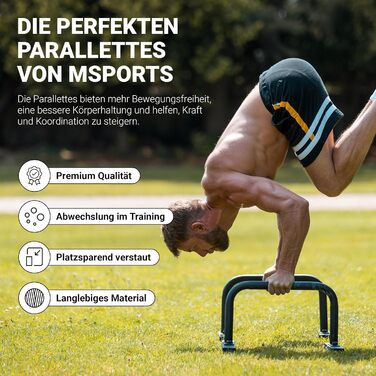 Фітнес-паралети MSPORTS стабільні міні-бруси/міні-бруси для калістеніки, вправ з власною вагою та тренувань усього тіла ідеально підходять для віджимань, віджимань, L-подібних положень, кріплення пресу та мобільності. Чорний колір