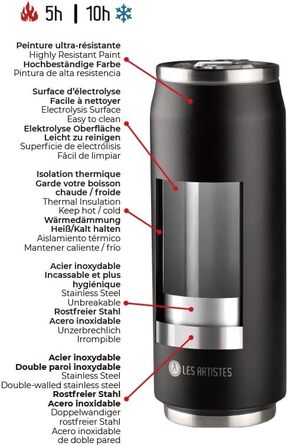 Ізольована пляшка для пиття Les Artistes Paris Pull can&39IT з нержавіючої сталі та поліпропілену кольору Eden, 280 мл, розміри 7,2 см x 7,2 см x 14 см, A-6828 280 мл Різнокольоровий