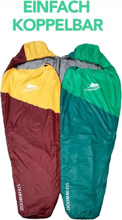 Спальний мішок Steinwood Premium, надзвичайно широкий, 3-4 сезони, 210 см - спальний мішок для вулиці, спальний мішок для мами, спальний мішок-кабінка, літній - зелений - двостороння блискавка