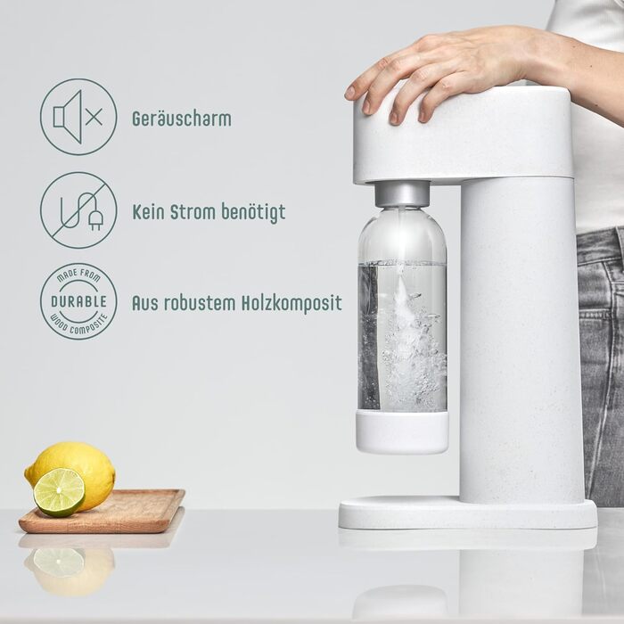 Деревний поновлюваний деревний композитний виробник газованої води з пластиковою пляшкою без BPA об'ємом 1 л (без балона CO2) - Шавлія зелена (голуб)