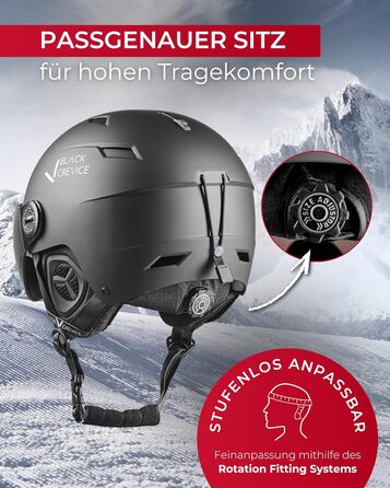 Лижний шолом Kirchberg BLACK CREVICE з козирком та вентиляційними отворами - дихаючий шолом для чоловіків та жінок, чорний, розмір 1 M (54-57 см)