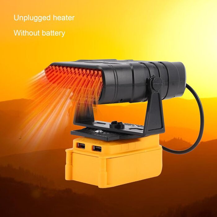 Автомобільний обігрівач на батарейках, невеликий електричний обігрівач потужністю 200 Вт з 2 USB-виходами, 2 регульованими режимами нагріву, підходить для літій-іонних акумуляторів