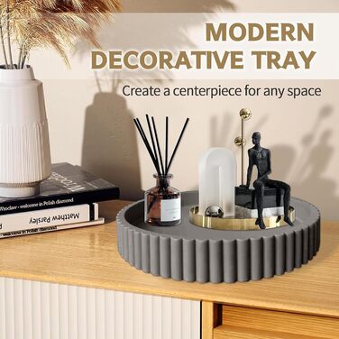 Круглий декоративний піднос, мінімалістичний піднос, декоративний піднос для свічок, органайзер для домашнього декору для вітальні, бару, напоїв, вечірки, дому, кухні (чорний)