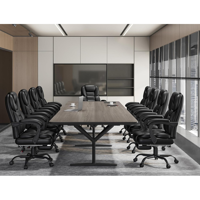 Ергономічне офісне крісло Yaheetech, крісло керівника з підставкою для ніг, письмове крісло з адаптивними підлокітниками, висока спинка, регульована висота, для офісу, чорне