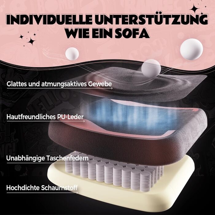 Ергономічне ігрове крісло Dowinx з підставкою для ніг, ігрове крісло з тканини &quotкотяча лапа&quot, дизайн сидіння без крил, регульоване ігрове та комп&39ютерне крісло, рожеве ігрове крісло з котячою лапою, для дорослих, рожево-чорне