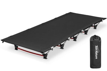 Надлегке складне кемпінгове ліжко для дорослих, портативне похідне ліжко, розкладне ліжко, вантажопідйомність 150 кг, кемпінговий шезлонг для наметів, для піших прогулянок та походів, чорний