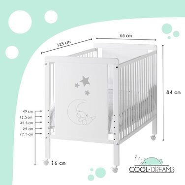 Двоспальне ліжко CoolDreams Indi у скандинавському стилі для дітей від народження до 3 років, включаючи 2 повноцінні блоки