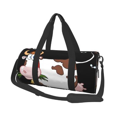 Спортивна сумка, дорожня сумка, милий принт корівки, сумка для ночівлі, чорна, універсальний розмір, сумка для подорожей
