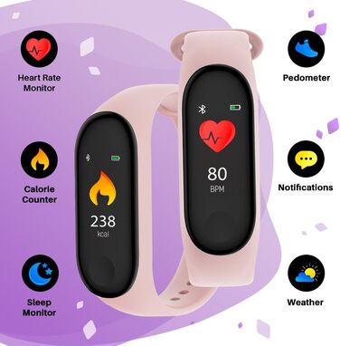 Фітнес-трекер з відстеженням активності, пульсометром з лічильником артеріального тиску та калорій - Легкий годинник з крокоміром - Тривалий час роботи від батареї - Розумний годинник для жінок та чоловіків, сумісний з iOS/Android