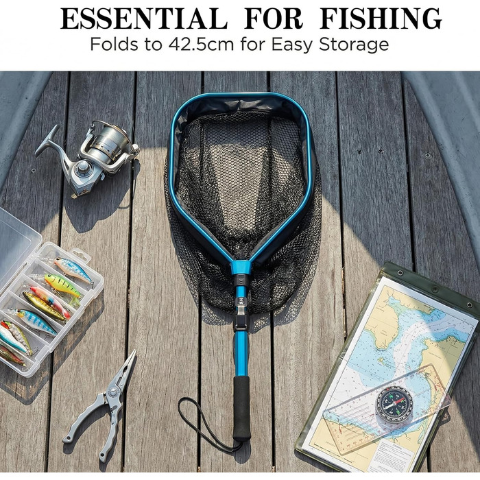 Гумований підсак для риболовлі, телескопічний складаний підсак, сачок для лосося, сома, окуня, легко ловити та випускати