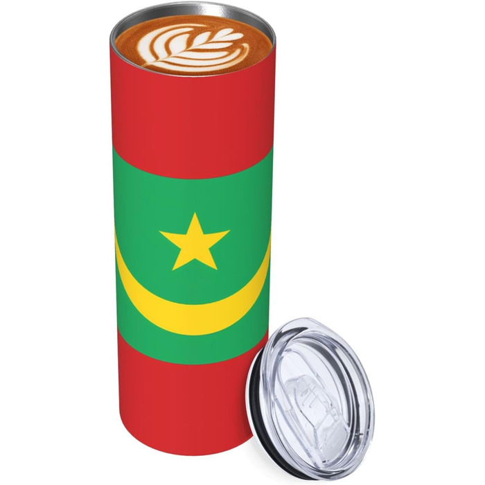 Кухоль з прямою трубочкою, дизайн мавританський прапор, друкований, дорожній кухоль, підходить для кемпінгу, офісу та дому, 590 мл