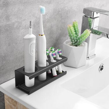 Тримач для зубної щітки OETAMS Тримач для електричної зубної щітки, тримач для зубної щітки з нержавіючої сталі Настінний самоклеючий тримач для зубної щітки Чорний тримач головки щітки без свердління