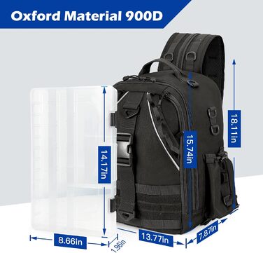 Рюкзак для риболовлі Jueachy, сумка для риболовлі, легка водонепроникна сумка для зберігання риболовлі на відкритому повітрі Тактичні сумки для риболовлі для риболовлі, походів, полювання, риболовлі, рюкзак із тримачами для вудилищ