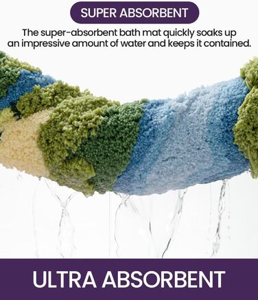 Килимок для ванної DEXI Moss, Ультратовстий, М&39який, Зелений, Нековзний, Миється, Килимок для ванної, Водопоглинаючий, Мікрофібра, Килимки для душу, Раковини, Спальні, 51 x 81 см, Мохово-зелений 51 x 81 см (Овал) Зелений мох