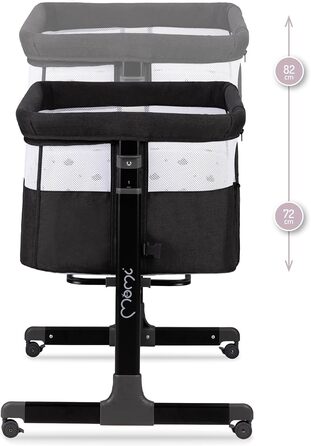 Багатофункціональна тумбочка та дитяче ліжко MoMi REVO, 6-рівневе регулювання висоти від 72 до 82 см, темно-сірий колір