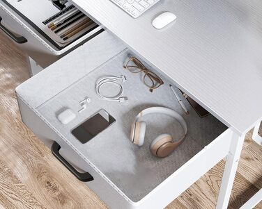 Письмовий стіл з 2 шухлядами, 80x40x78,7 см, невеликий стіл з тримачем для навушників, офісний стіл, ПК-стіл для офісу, вітальні, домашнього офісу, білий 80x40x78,7 см, білий